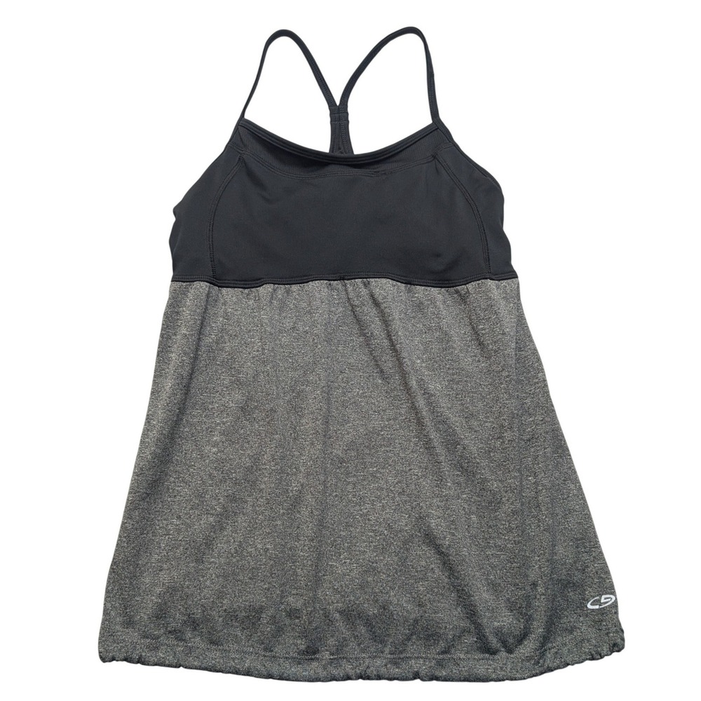 Champion C9 Tank Top Womens Medium Black Grey Built-in Bra Racerback Activewear